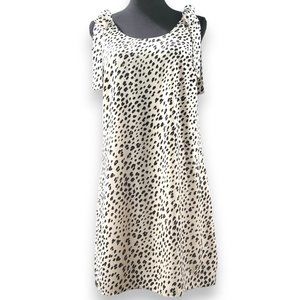 Andree By Unit Cream Cheetah Classy Tie Sleeve Shift Dress - Women's S